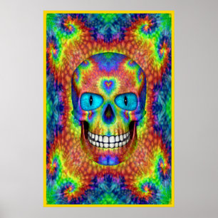 Poster Tie Dye Skull Morto Zombie Coloridos Mortos