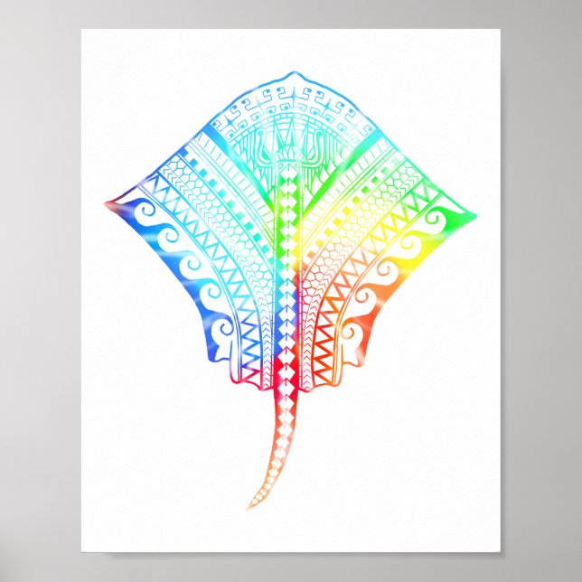 Poster Tie Dyed Colors Tribal Stingray (Frente)