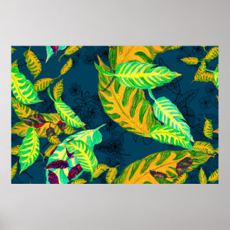 Poster Tie Tropical Dye Blue Gouache. Padrão tropical. G