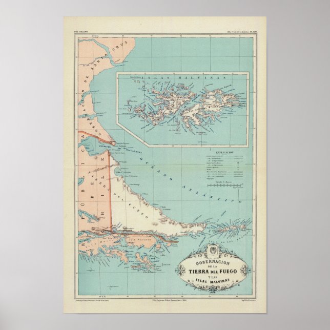 Poster Tierra del Fuego, Ilhas Malvinas, Argentina (Frente)