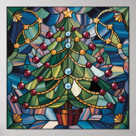 Poster Tiffany-Style Stained Glass Christmas Tree