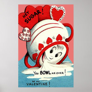 Póster Tigela de Açúcar Valentim Esquisito Fofo Divertido