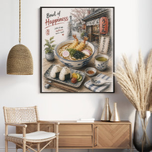 Poster Tigela de Felicidade Udon Tempura Japonês