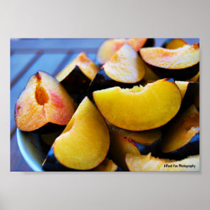 Poster Tigela de Fruta de Ameixa Fatiada