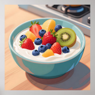 Poster Tigela de Iogurte com Frutas Frescas