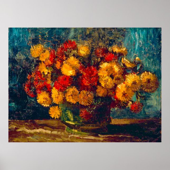 Poster Tigela Van Gogh com Crisântemos  (Frente)