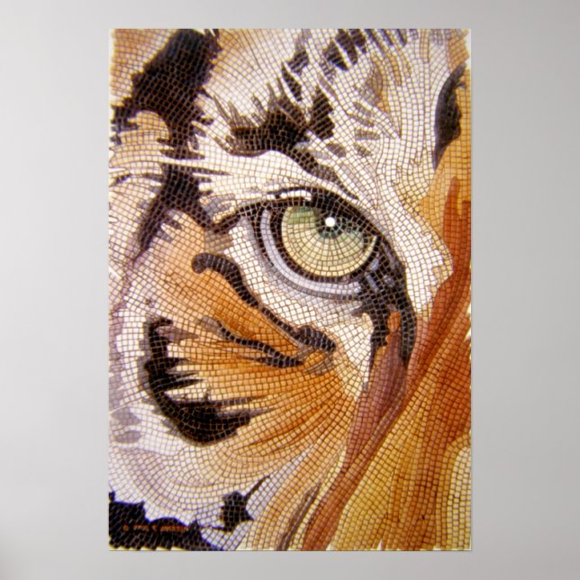 Poster "Tiger Azulejos" Tiger Face Mosaico (Frente)