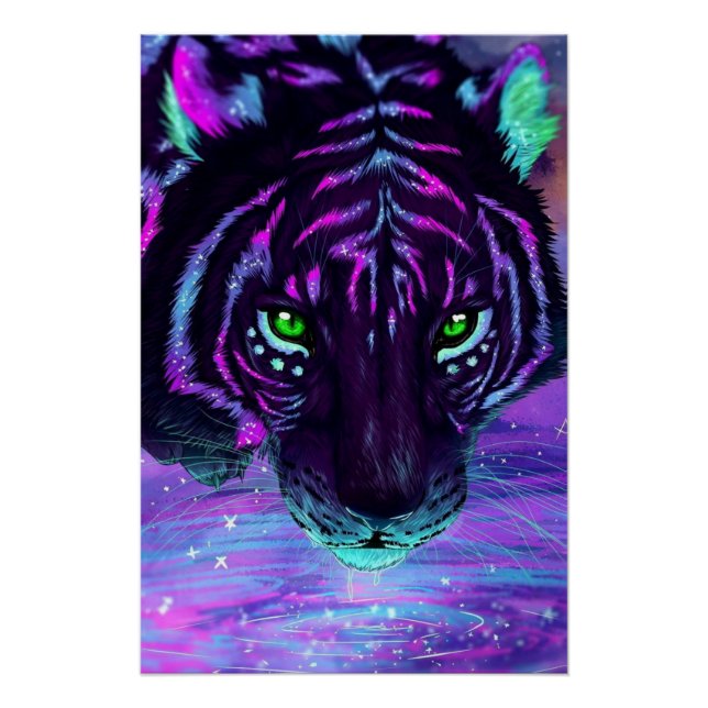 PÓSTER TIGER COM POSTER DE CORES LUMINOSAS (Frente)