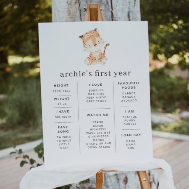 Poster Tiger Greenery primeiro aniversario Milestone Post (Criador carregado)