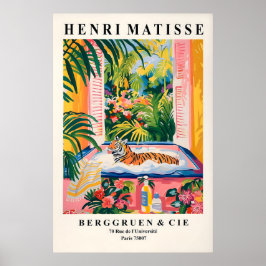 Poster Tiger in Bathtub Art Print Funny Matisse Style