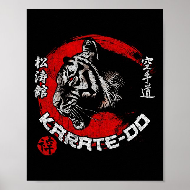 Poster Tiger Karate - Símbolo Shotokan Dojo Training Kanj (Frente)