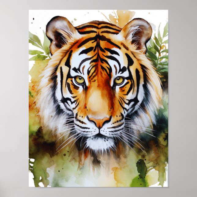 Poster Tiger Pastel Flowers Safari Watercolor Savannah (Frente)