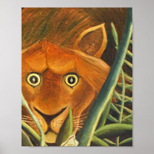 Poster Tiger Peeking Out Of Grass Por Henri Rousseau