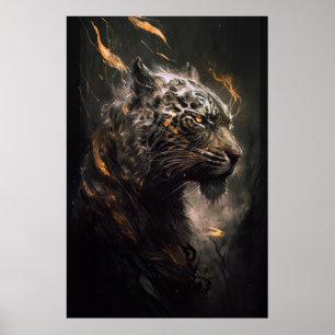 Poster Tiger Retrait Animal Nature Willife Painting Art