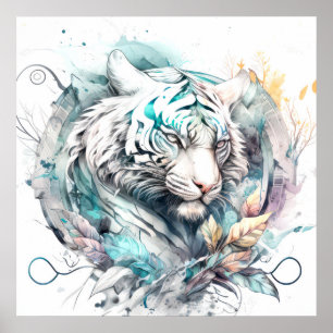 Poster Tiger Retrato Animal Pintura Selvagem Exterior