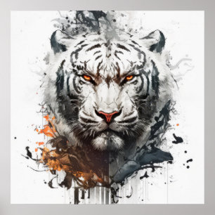 Poster Tiger Retrato Animal Pintura Selvagem Exterior