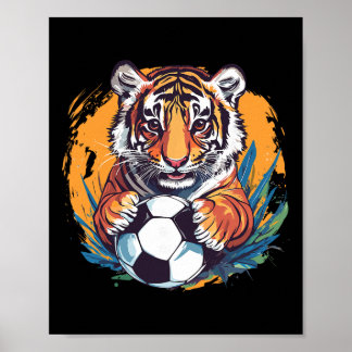 Poster Tiger Soccer Byll Fierce Jungle Animal 
