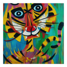Póster TIGER TANGO Whimsical Untamsical Jungle Cat Painti