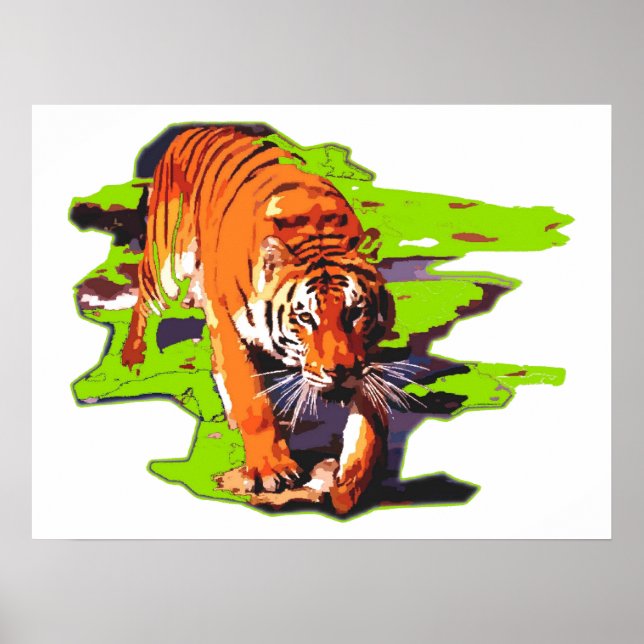 Poster Tiger Walking Pop Art (Frente)
