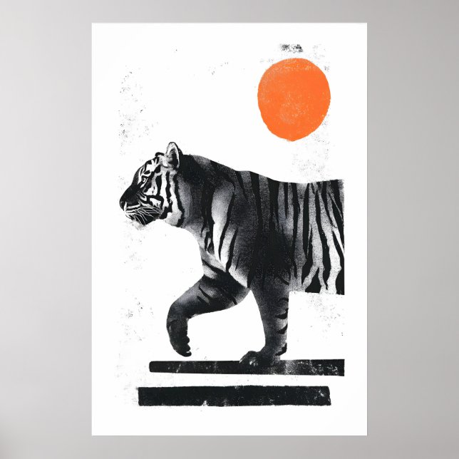 Poster Tiger Wall Art Minimalist Ink Style - Modern (Frente)
