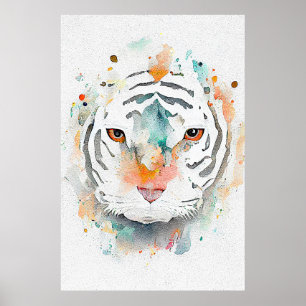 Poster Tiger Wild Animal Nature Watercolor Pintura