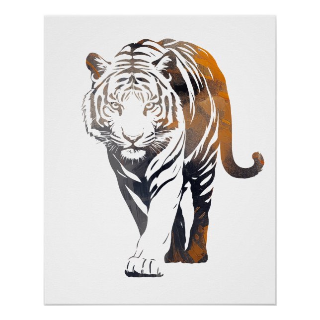 Póster Tiger Wildlife Nature Illustration Silhouette Lega (Frente)