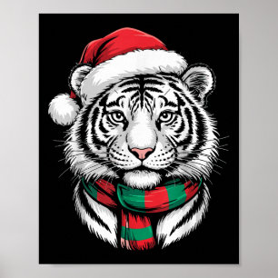 Poster Tiger Xmas Santa Hat Figurume De Natal
