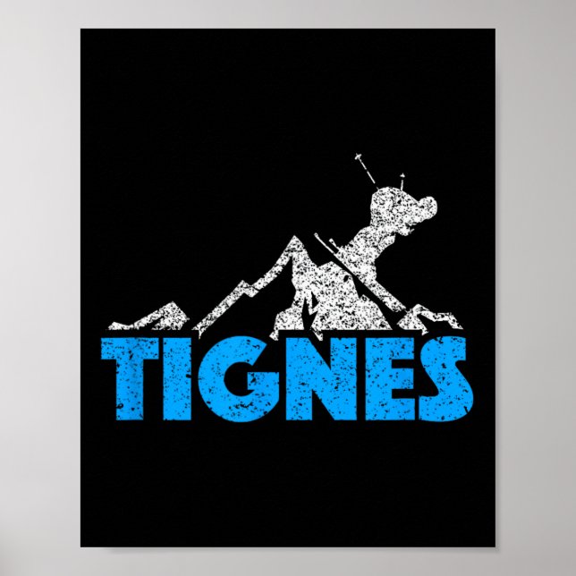 Poster Tignes Skiing Snowboard França Distresse (Frente)