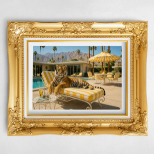 Póster Tigre à Beira da Piscina em Palm Springs
