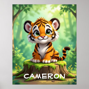 Poster Tigre Bebê   Arte de Berçário Infantil de Desenho 
