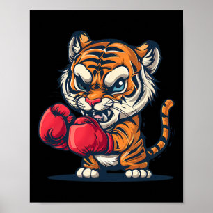 Poster Tigre Boxeando Com Luvas De Boxe Kickboxing Engraç