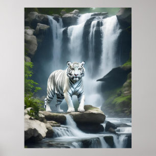 Poster Tigre Branco Bengala na Natureza