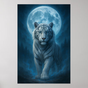 Poster Tigre Branco – Cena Mística ao Luar   ManJiangHon