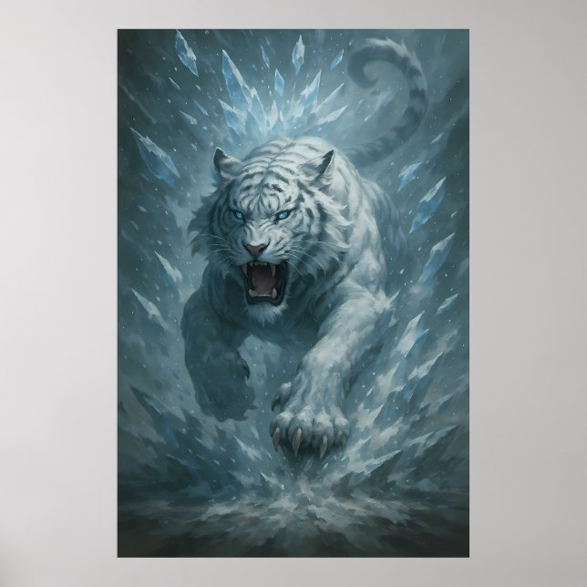 Poster Tigre Branco – Descida da Rajada de Gelo do Rei da (Frente)