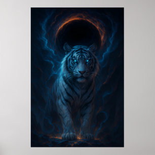 Poster Tigre Branco Fantasia – Série Aura Mística