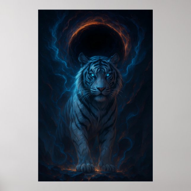 Poster Tigre Branco Fantasia – Série Aura Mística (Frente)