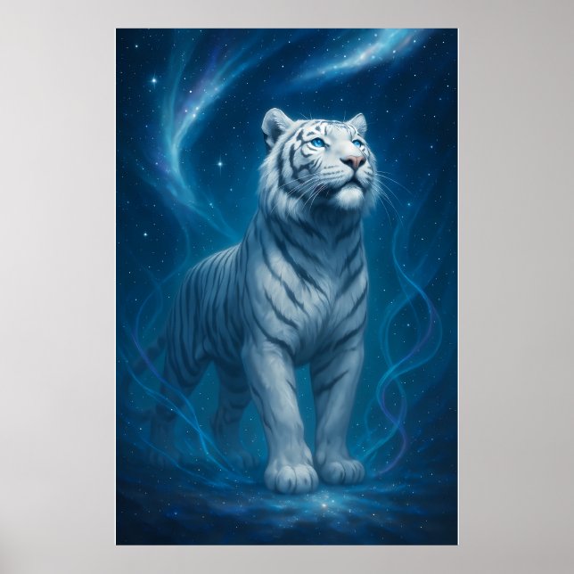 Poster Tigre Branco Fantasia – Série Aura Mística (Frente)
