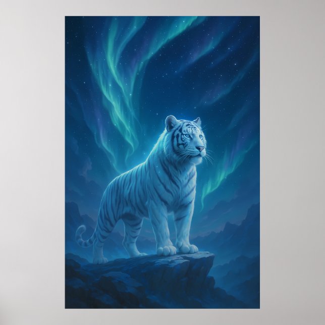 Poster Tigre Branco Fantasia – Série Aura Místico (Frente)