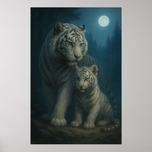 Poster Tigre Branco – Guardião da Luz – ManJiangHong Art