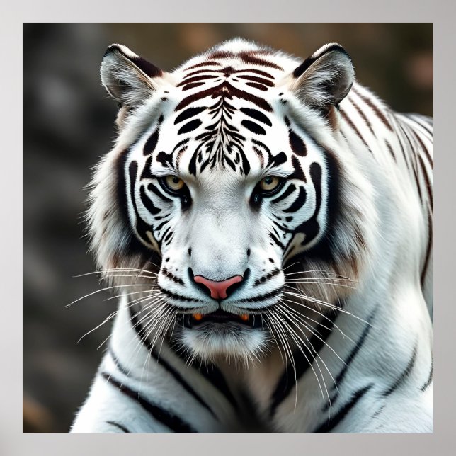 Poster Tigre Branco Magnífico na Natureza (Frente)