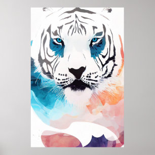 Poster Tigre Branco Natureza Selvagem Pintura De Artes An