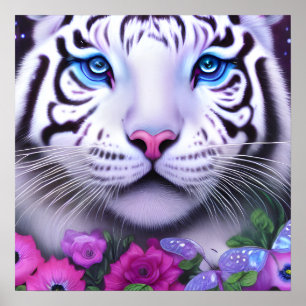 Poster Tigre Branco Pop surreal