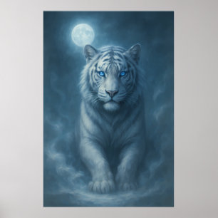 Poster Tigre Branco – Retrato de Fantasia Mística – ManJi