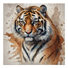 Póster Tigre de Aquarela n.o 9