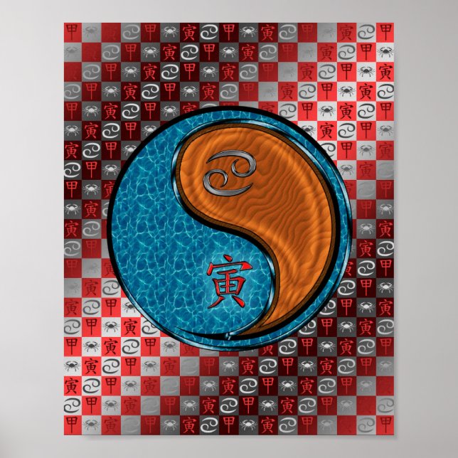 Poster Tigre de cancer e madeira (Frente)