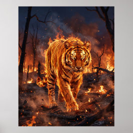Poster Tigre de Fogo Queimando a Solidão