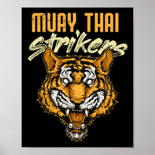 Poster Tigre de Muay Thai Boxe Tailandesa Kickboxing Tail