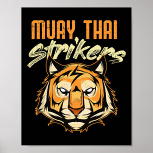 Poster Tigre de Muay Thai Boxe Tailandesa Kickboxing Tail