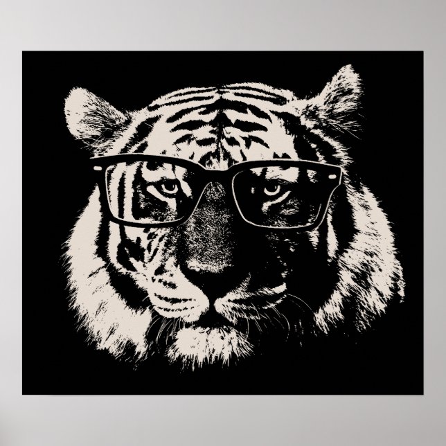 Poster Tigre do hipster com óculos (Frente)