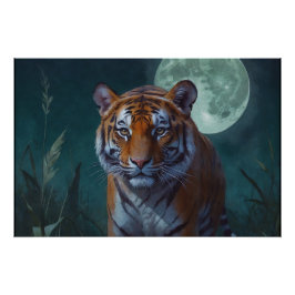 Póster Tigre e Lua Completa